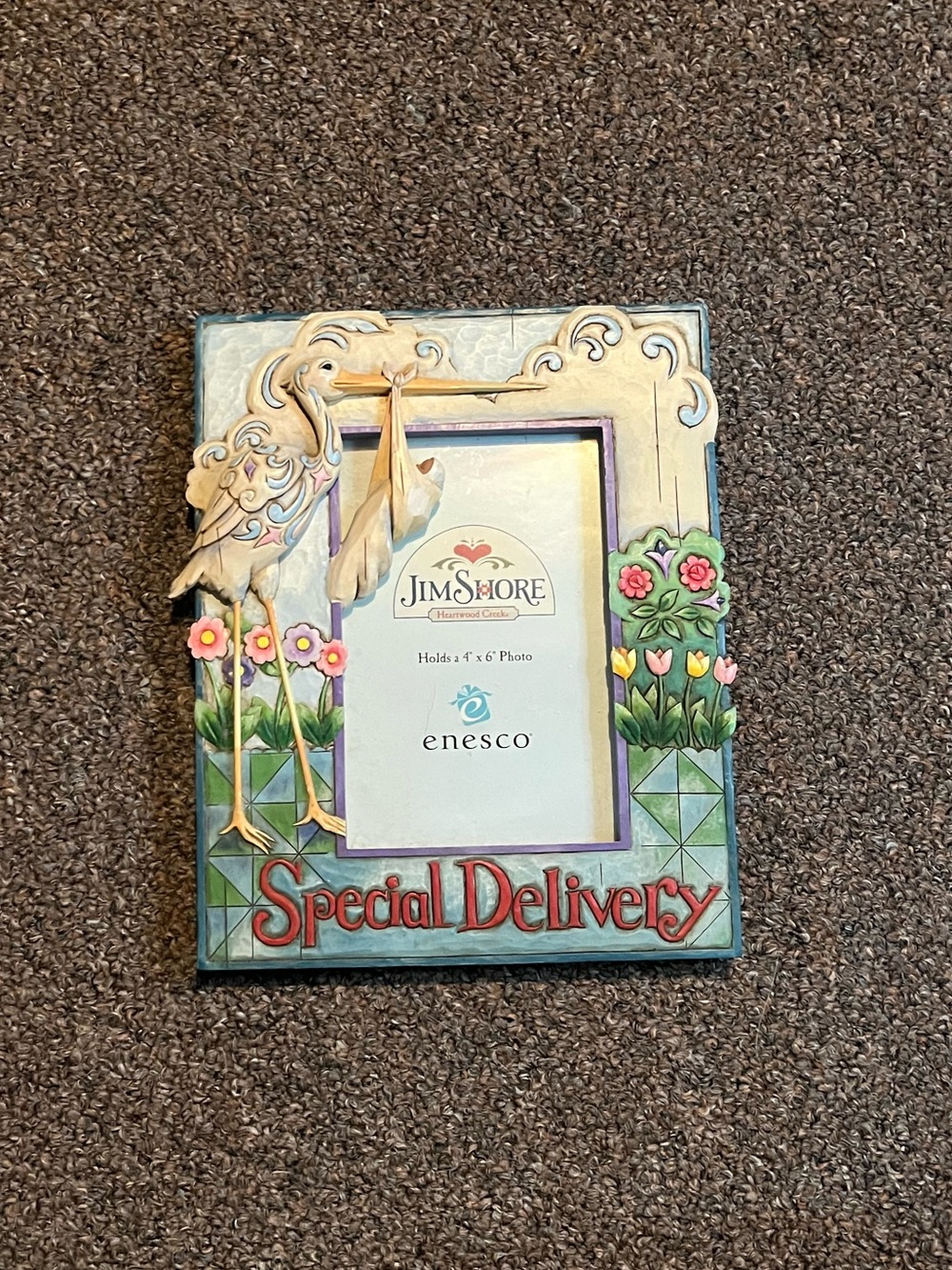 Enesco Jim Stork “Special Delivery” Floral Picture Frame- 4x6”